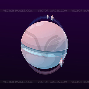 Cartoon cyber planet spheres, fantasy space world - vector clip art