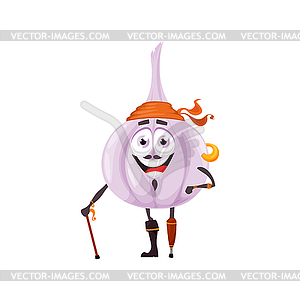 Pirate emoji garlic bulb cartoon character corsair - vector clipart