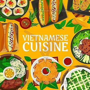 Vietnamese cuisine restaurant food menu cover - color vector clipart