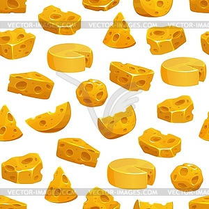 Cartoon cheddar swiss cheese seamless pattern - vector image