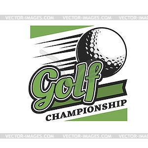 Golf championship icon with flying ball - vector clipart / vector image