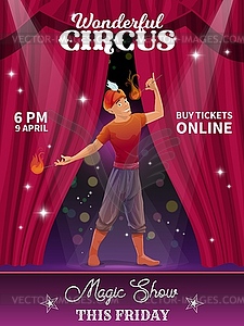 Shapito circus poster with cartoon fire eater - vector clipart