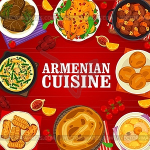 Armenian cuisine meals menu cover page template - vector clip art