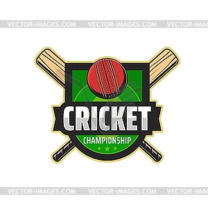 Cricket championship icon with bats and ball - color vector clipart