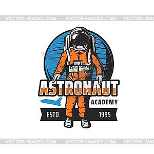 Значок академии астронавтов космонавт орбитальной станции - векторная графика