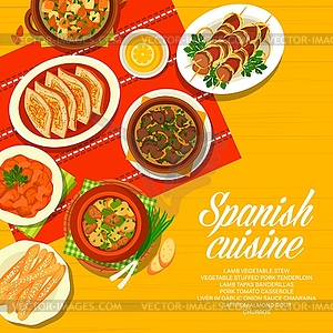 Spanish cuisine restaurant menu cover - vector image