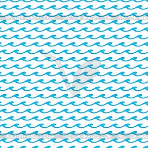 Blue sea waves seamless pattern of ocean water - vector clipart