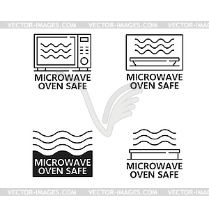 Значки и знаки безопасности микроволновой печи - изображение в векторном виде