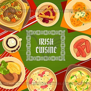 Irish cuisine dishes menu cover - vector clipart