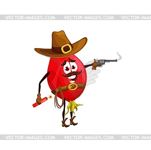 Cartoon rosehip cowboy character. dog-rose - vector image