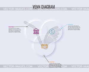 Неуморфная диаграмма Венна, бизнес-диаграмма - векторная графика
