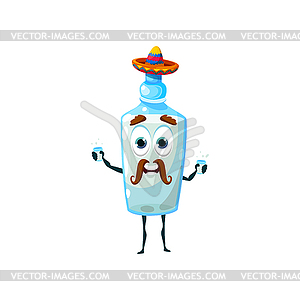Cartoon pulque drink bottle funny character - vector clipart