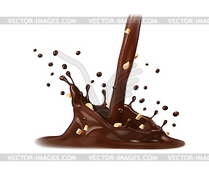 Chocolate and coffee milk corona splash choco flow - vector clip art