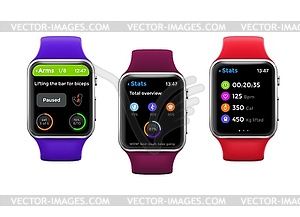 Fitness tracker display screen interface, stats - vector clip art