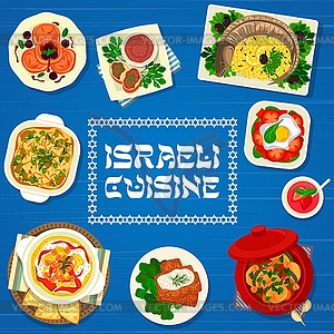 Israeli cuisine food menu cover, Israel dishes - vector clipart