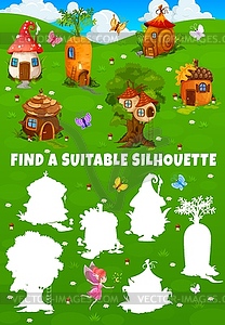 Find suitable silhouette of fairy house on field - vector clipart