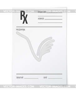 Бланк рецепта, макет чистого листа медицинского рецепта - клипарт в формате EPS