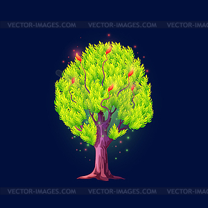 Cartoon fantasy tree with sparkles, alien plant - vector clipart