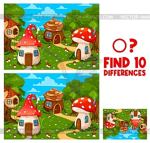 Find differences between wizard and gnome houses - vector image