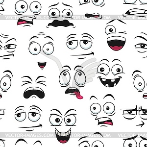 Cartoon face expression pattern, funny smile eyes - vector image