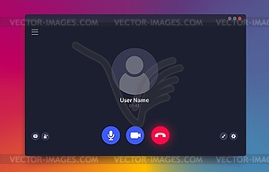 Интерфейс видеовызова, пользовательский интерфейс экрана вызова видеочата - изображение в векторном формате