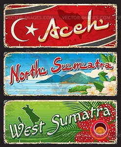 Aceh, North and West Sumatra provinces plates - vector image