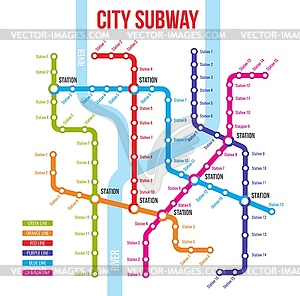 Городское метро, схема подземного транспорта метро - векторный клипарт / векторное изображение