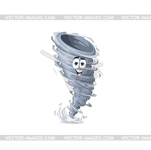 Cartoon tornado character, funny storm twister - vector image