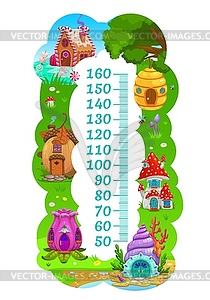 Kids height chart growth ruler meter fairy houses - vector image