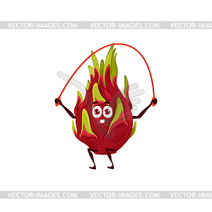 Cartoon pitahaya, dragon fruit jumping character - vector clip art