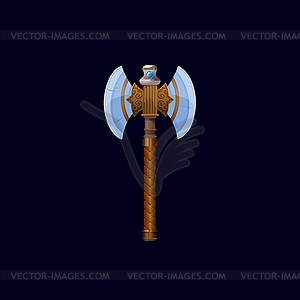 Viking nordic battle axe, skyrim magical battleaxe - vector image