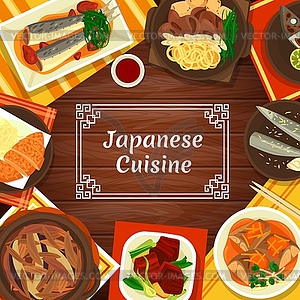 Japanese food, Asian cuisine Japan restaurant menu - vector clipart