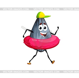 Cartoon sunflower seed with floater ring, vacation - vector image