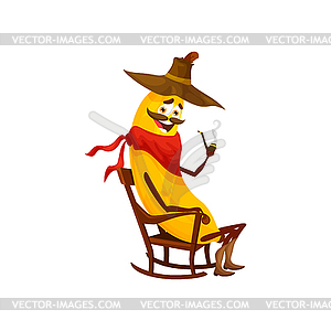 Cartoon cowboy, sheriff, robber and ranger banana - vector clip art