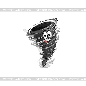 Cartoon tornado character, funny storm - vector image