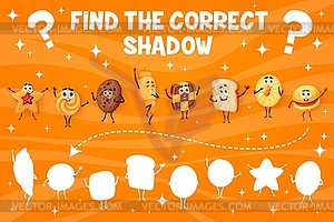 Cookies desserts and bakery character shadow match - vector image