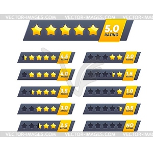 Five golden star review rate, customer feedback - royalty-free vector image