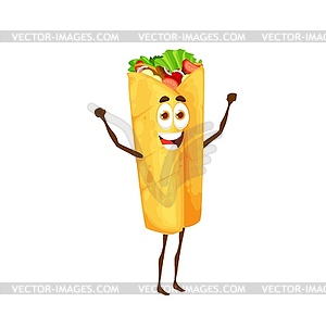 Shawarma cartoon character, funny burrito - vector clip art