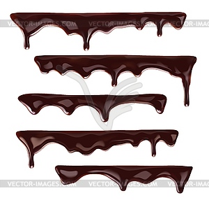 Chocolate melt drip, dessert dripping borders - vector image