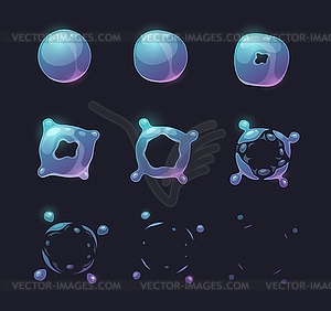 Soap bubble burst effect animated sprite - vector clipart