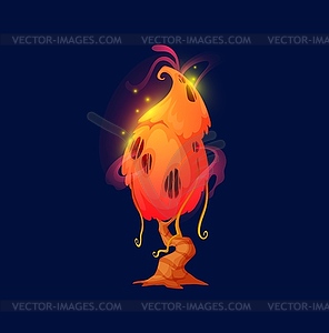 Cartoon alien luminous tree, fantastic forest - vector clipart