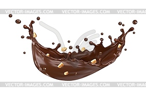 Chocolate, cocoa and coffee milk wave swirl splash - vector image