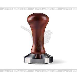 Realistic coffee tamper, barista portafilter press - vector clip art