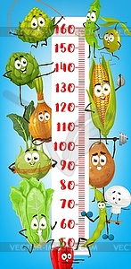 Child growth chart with vegetable on fitness - vector clipart