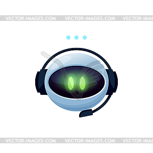 Virtual chatter chatbot in earphones support bot - vector clip art