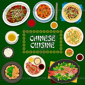 Chinese cuisine food, Asian restaurant menu cover - vector clipart