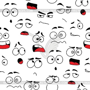 Cartoon faces, emojis seamless pattern background - vector clip art