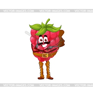 Funny raspberry cowboy character with guns - vector clipart