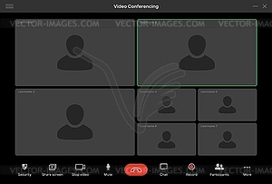 Videocall interface, online conference screen - vector image