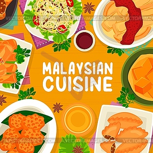 Malaysian cuisine menu cover asian meals - vector image